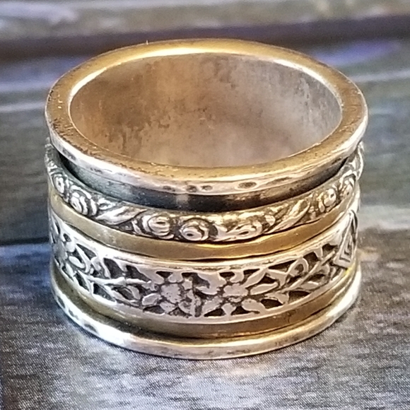 Silpada Sterling Silver & Brass Spinner Ring - Picture 2 of 12